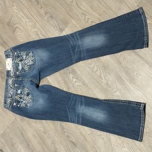 Women's Miss Me Jeans Signature Slim Boot Bling Pocket Size 32